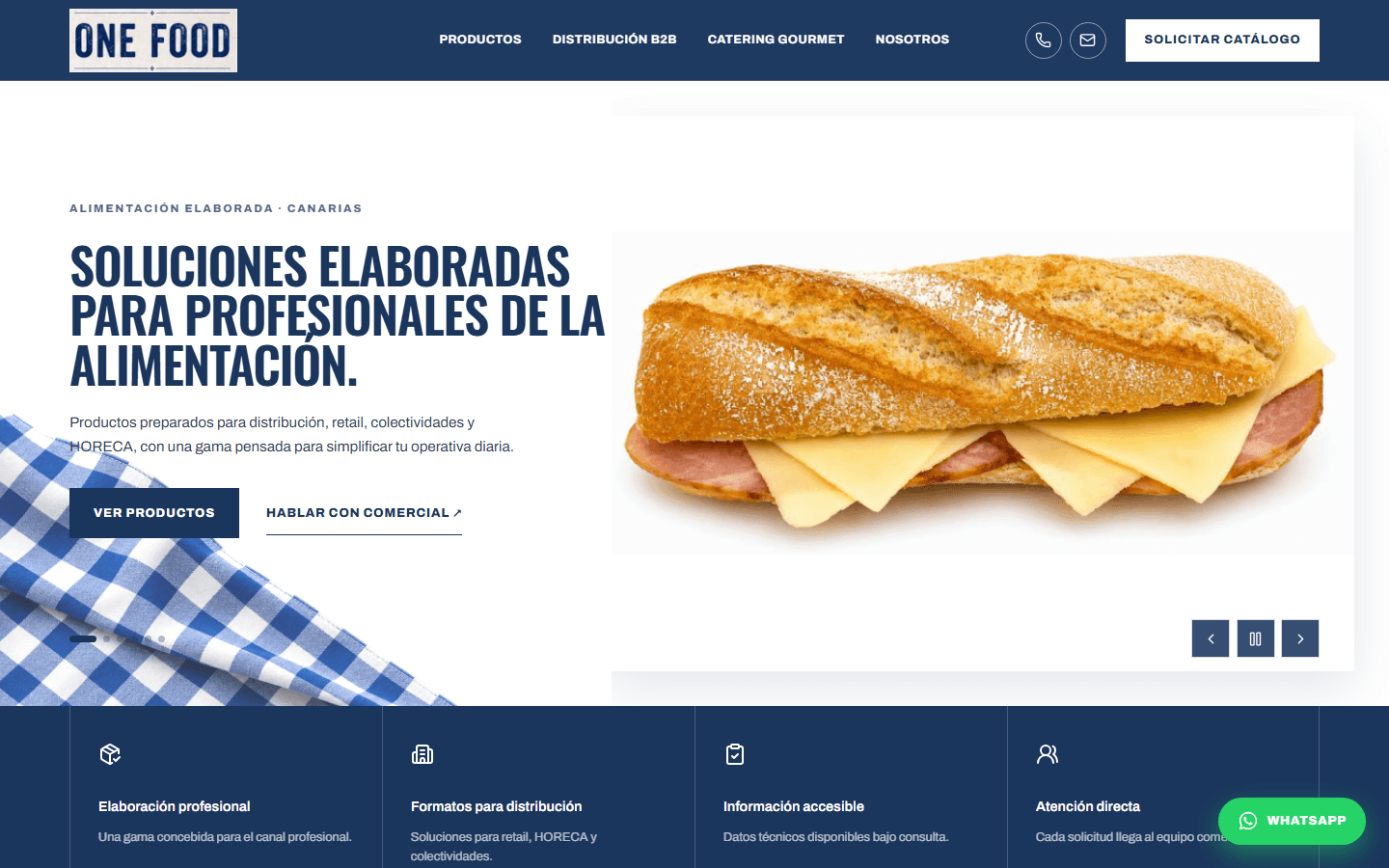 Web Corporativa One Food — Alimentación Elaborada para Profesionales