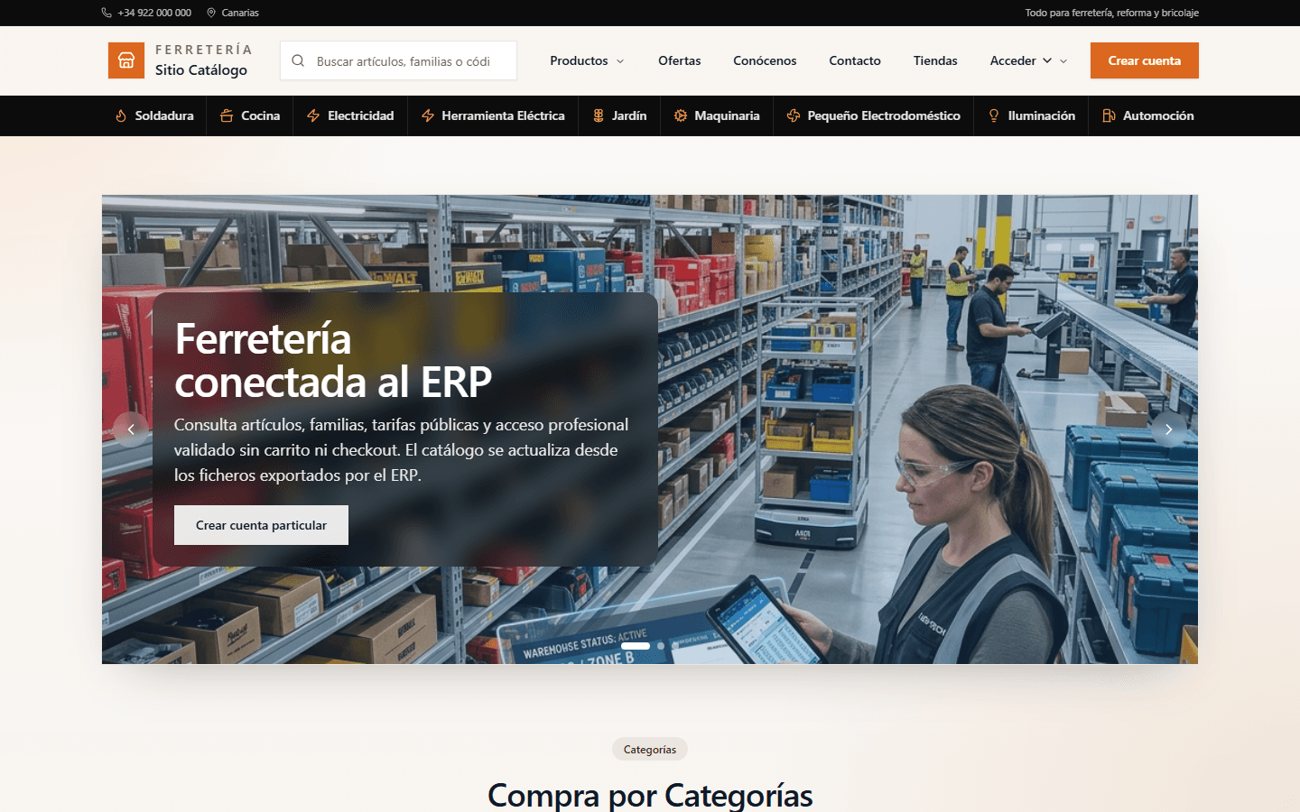 Sitio Web de Ferretería con Catálogo Conectado al ERP